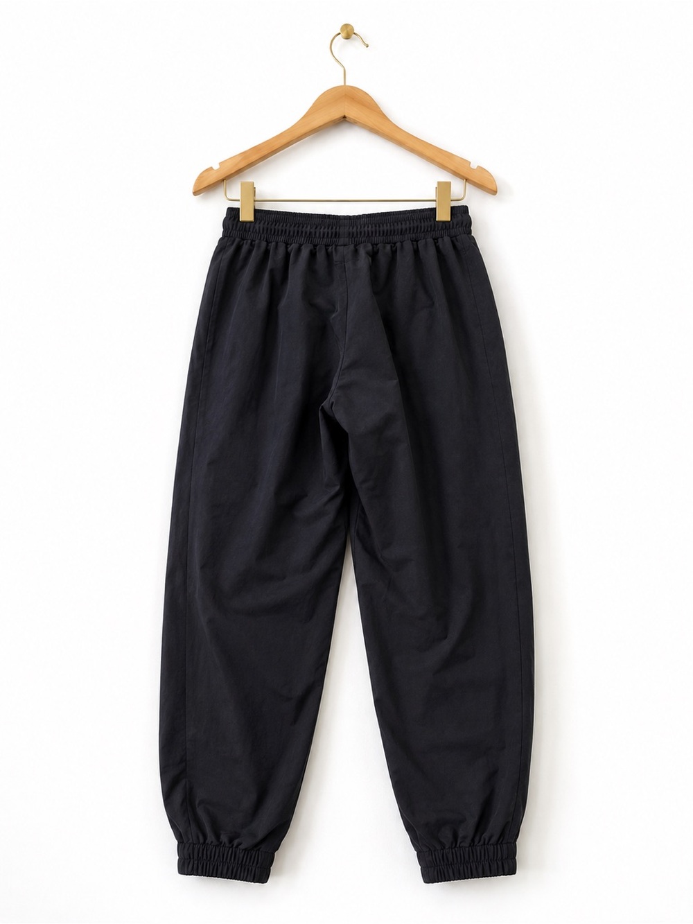 Men's Black Elastic-Waist Jogger Pants